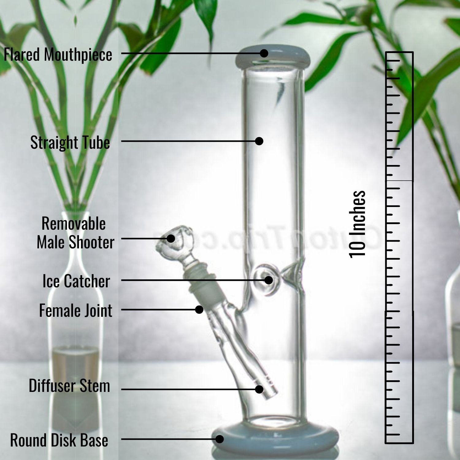 10 Inch Straight Tube Assorted Bong with Ice Catcher