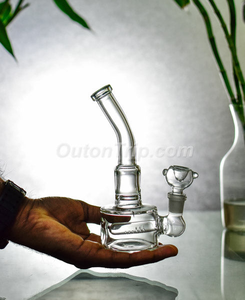 8 Inch Bent Neck Assorted Colors Bong with Inline Percolator