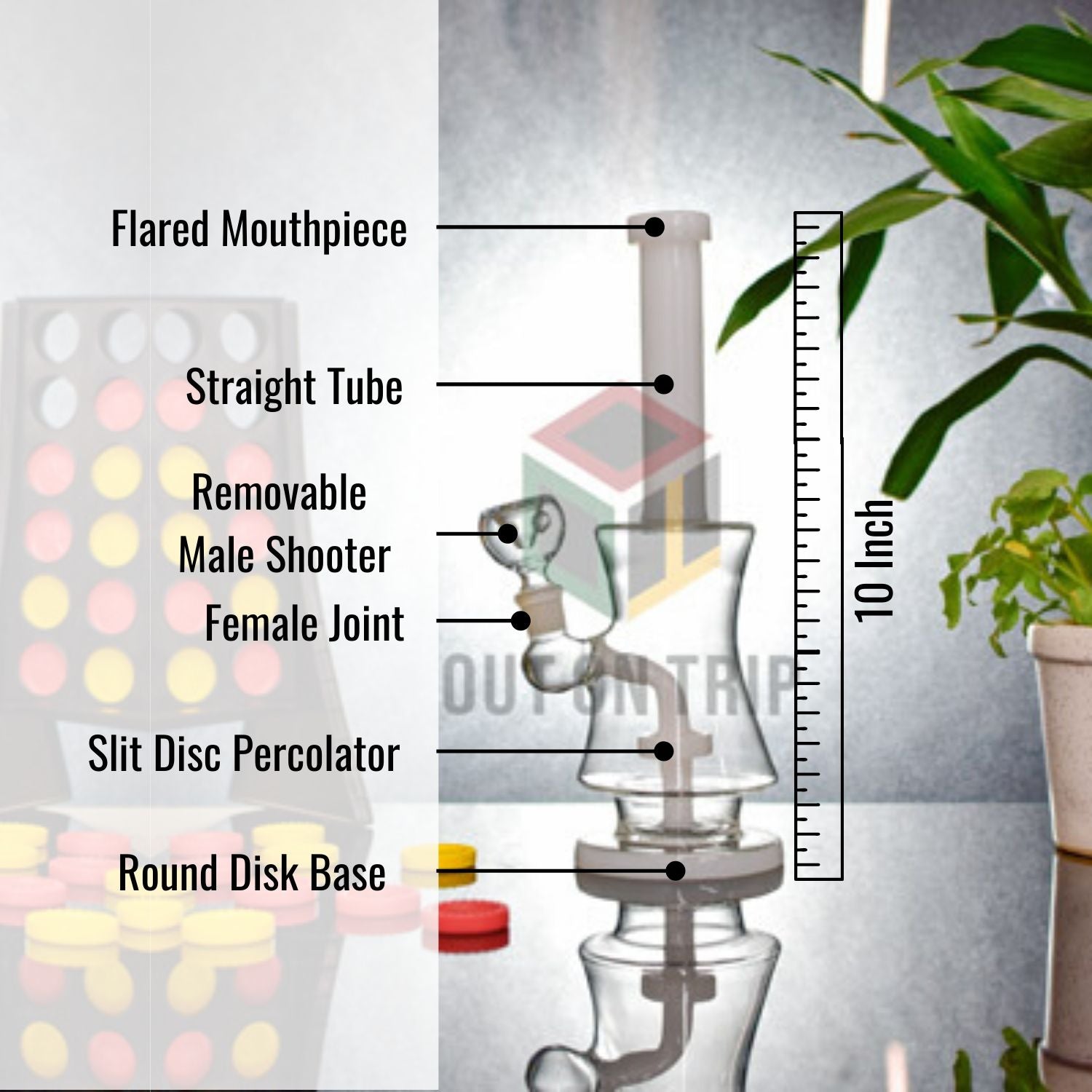 10 Inch Assorted Colors Bong with Slit Percolator (Discontinued)