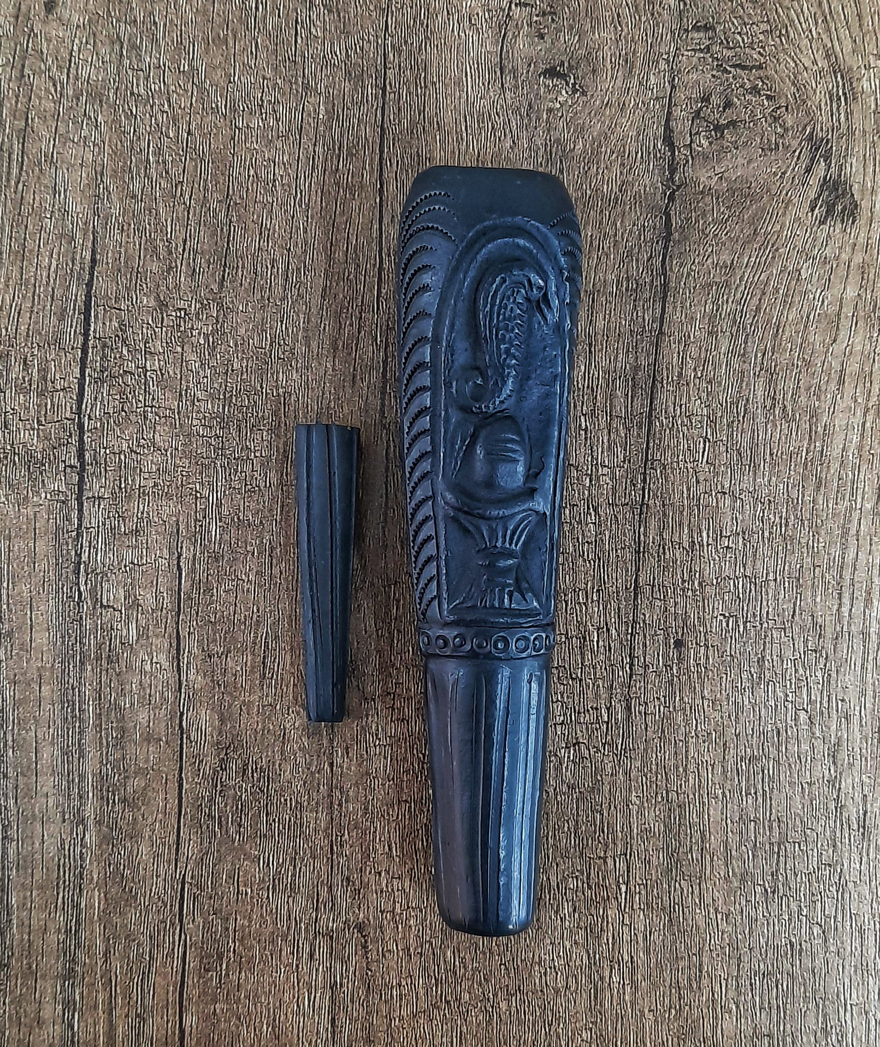 Handmade 6 Inch Shiva Design Clay Chillum