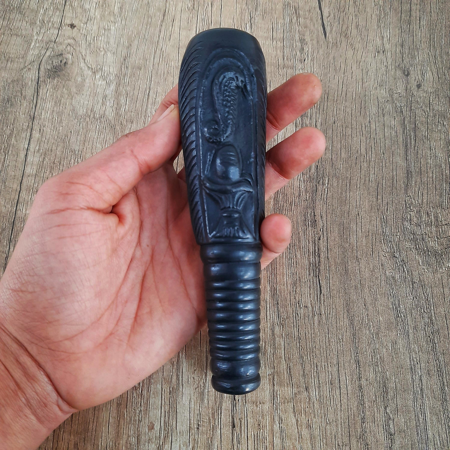 Handmade 6 Inch Shiva Design Clay Chillum