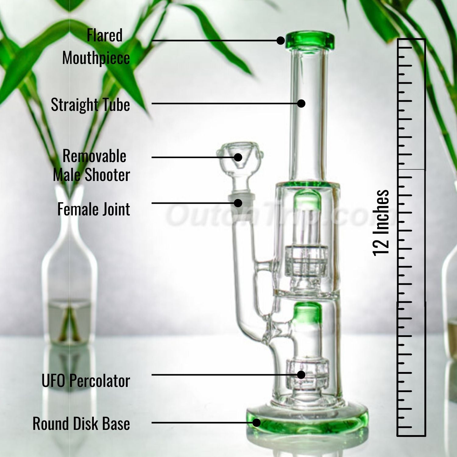 12 Inch CAN Bong with Assorted Colors Double UFO Percolator (Discontinued)