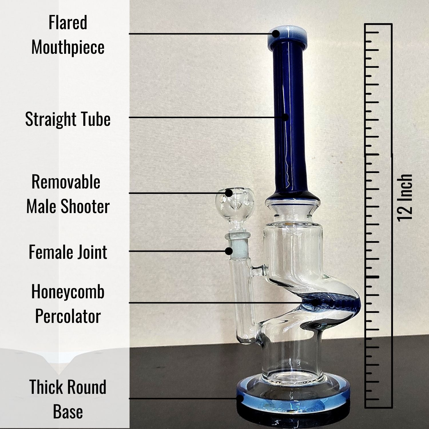 12 Inch Crazy Can Assorted Colors Bong with Honeycomb Percolator