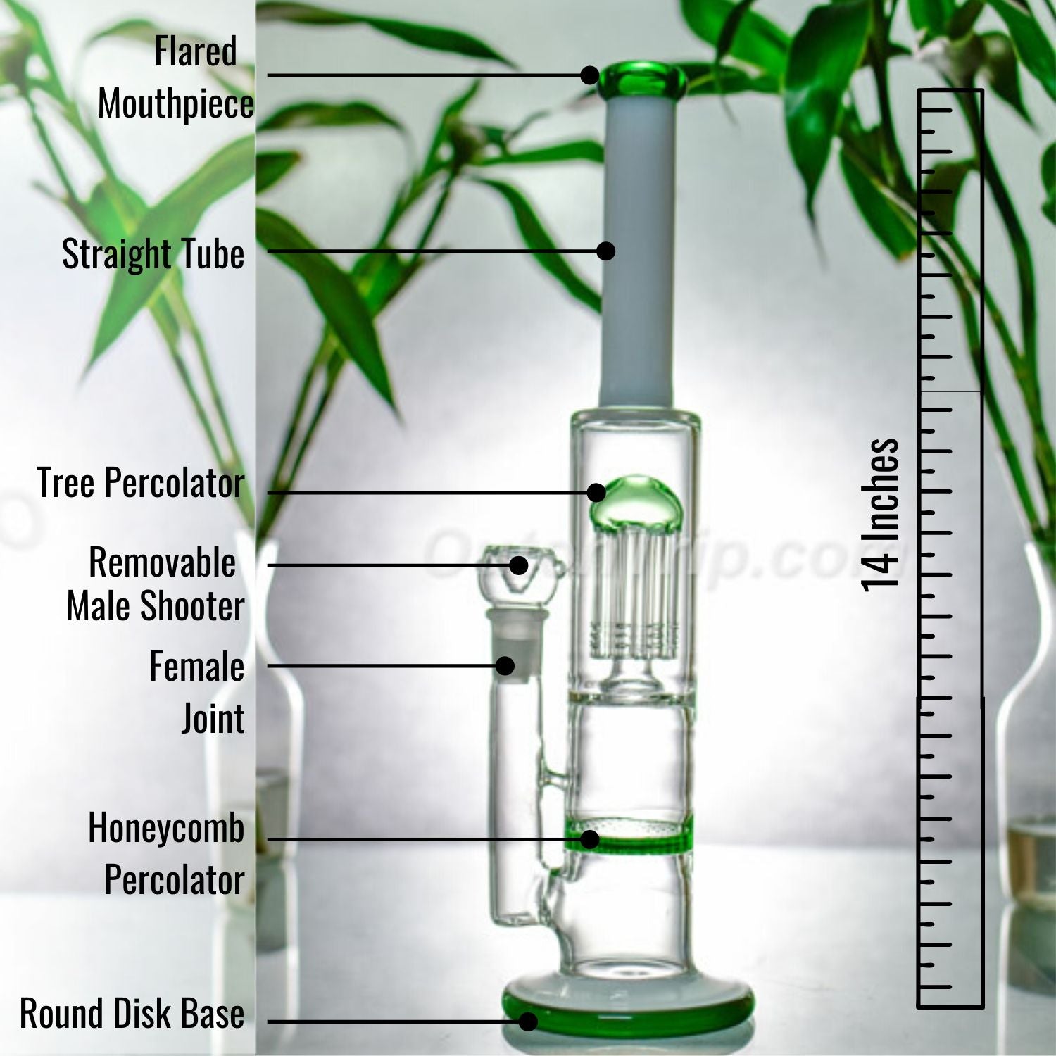 14 Inch Assorted Colors Bong with Honeycomb and Tree Percolator (Discontinued)