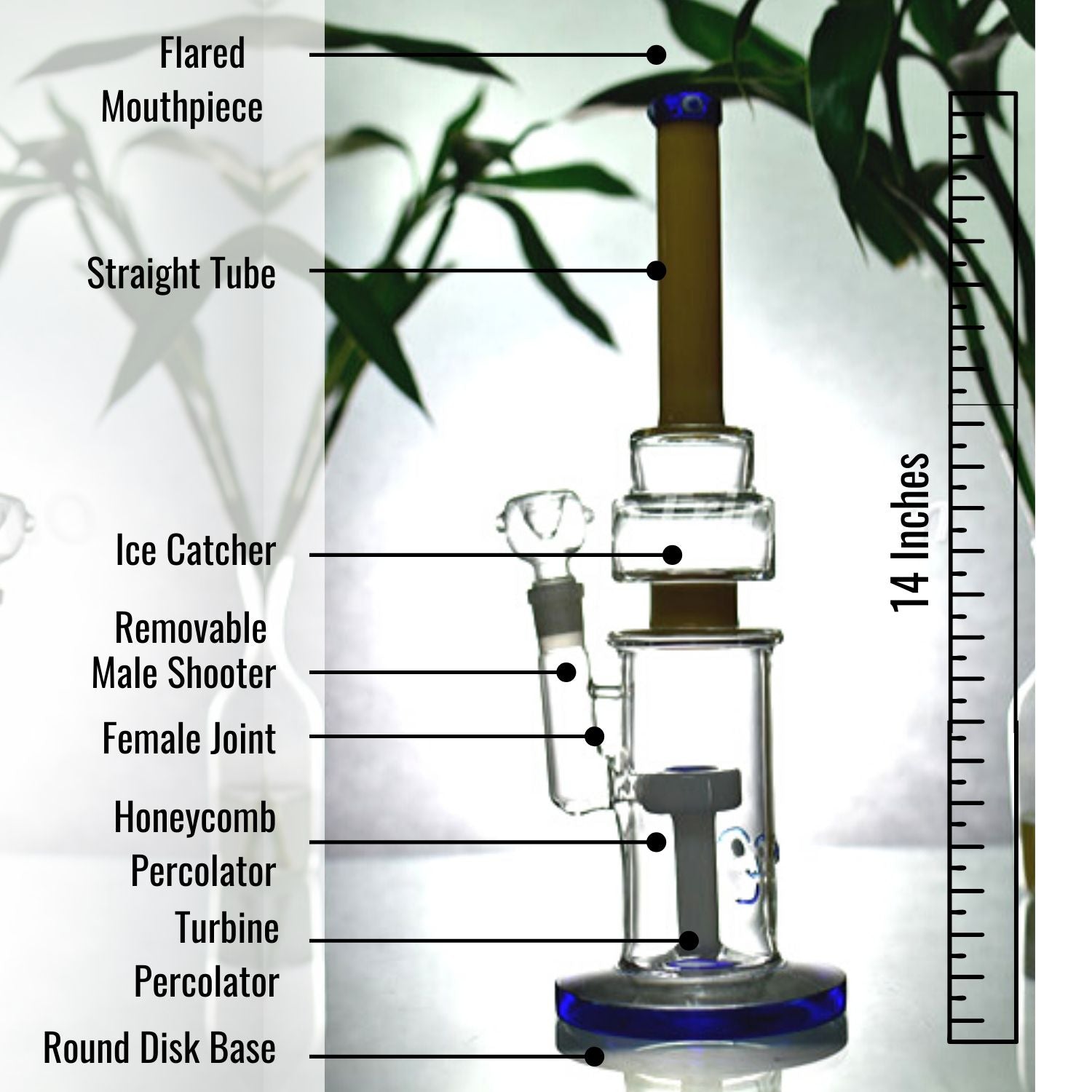 14 Inch Slit Disc Percolator Assorted Colors Bong (Discontinued)