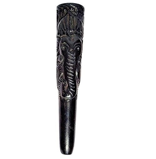 Ebony 6 inch Wood Chillum Ganesha Crown - Outontrip