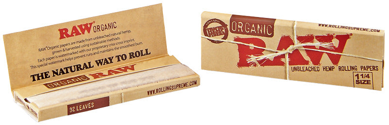 RAW Organic Rolling Paper 1 1/4 Size - 50 Leaves