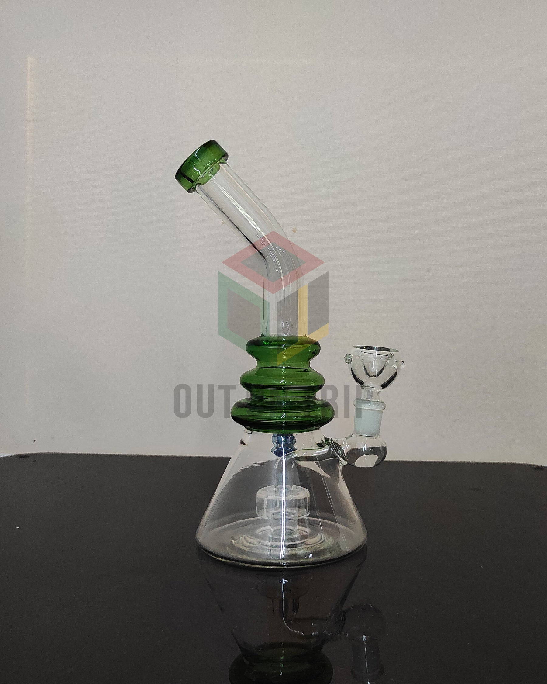 10 Inch Bent Neck Assorted Colors Bong with Slit Disc Percolator
