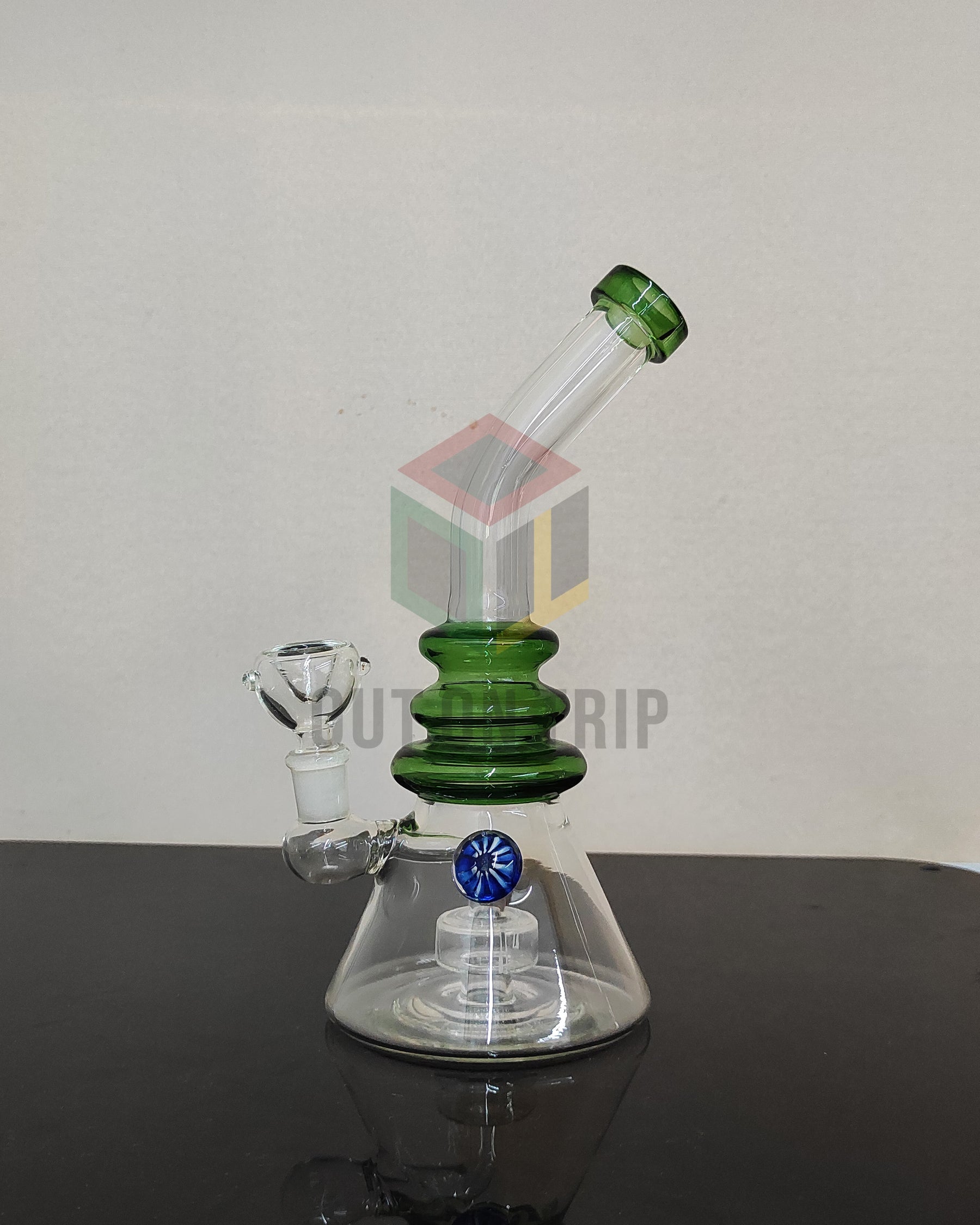 10 Inch Bent Neck Assorted Colors Bong with Slit Disc Percolator