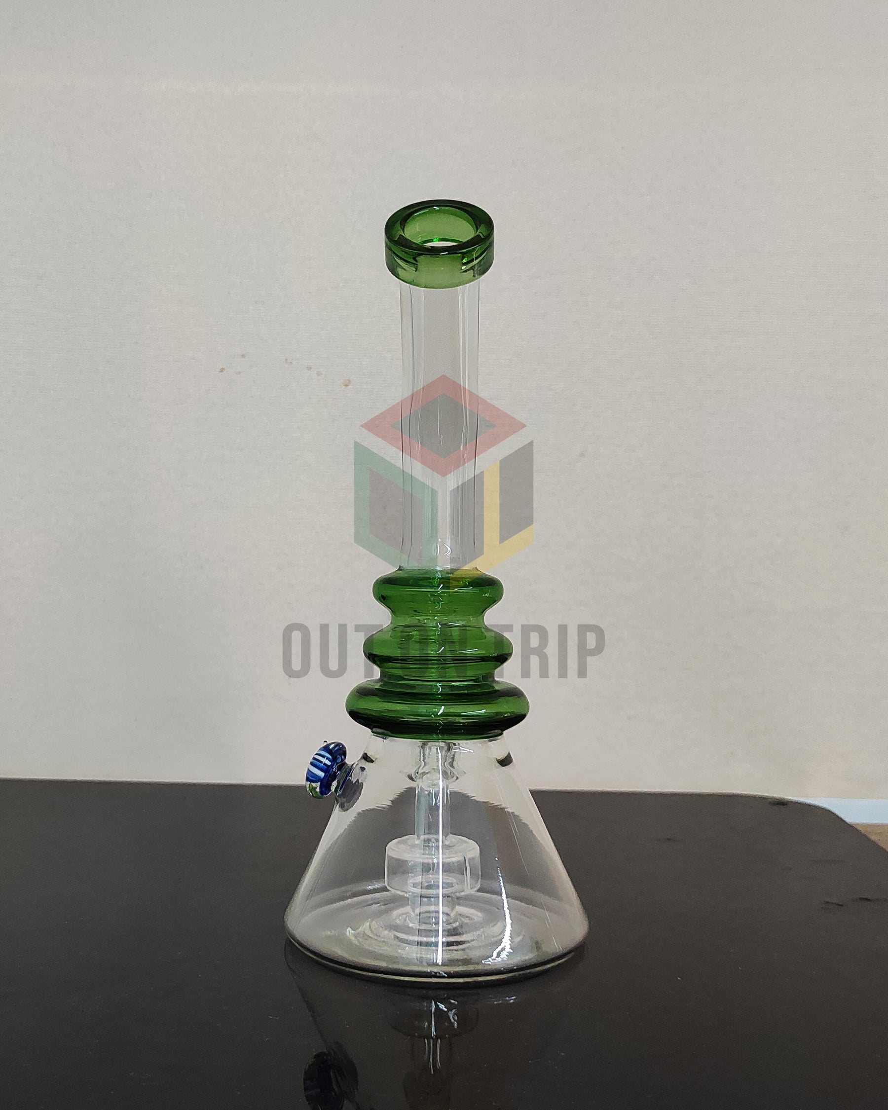 10 Inch Bent Neck Assorted Colors Bong with Slit Disc Percolator