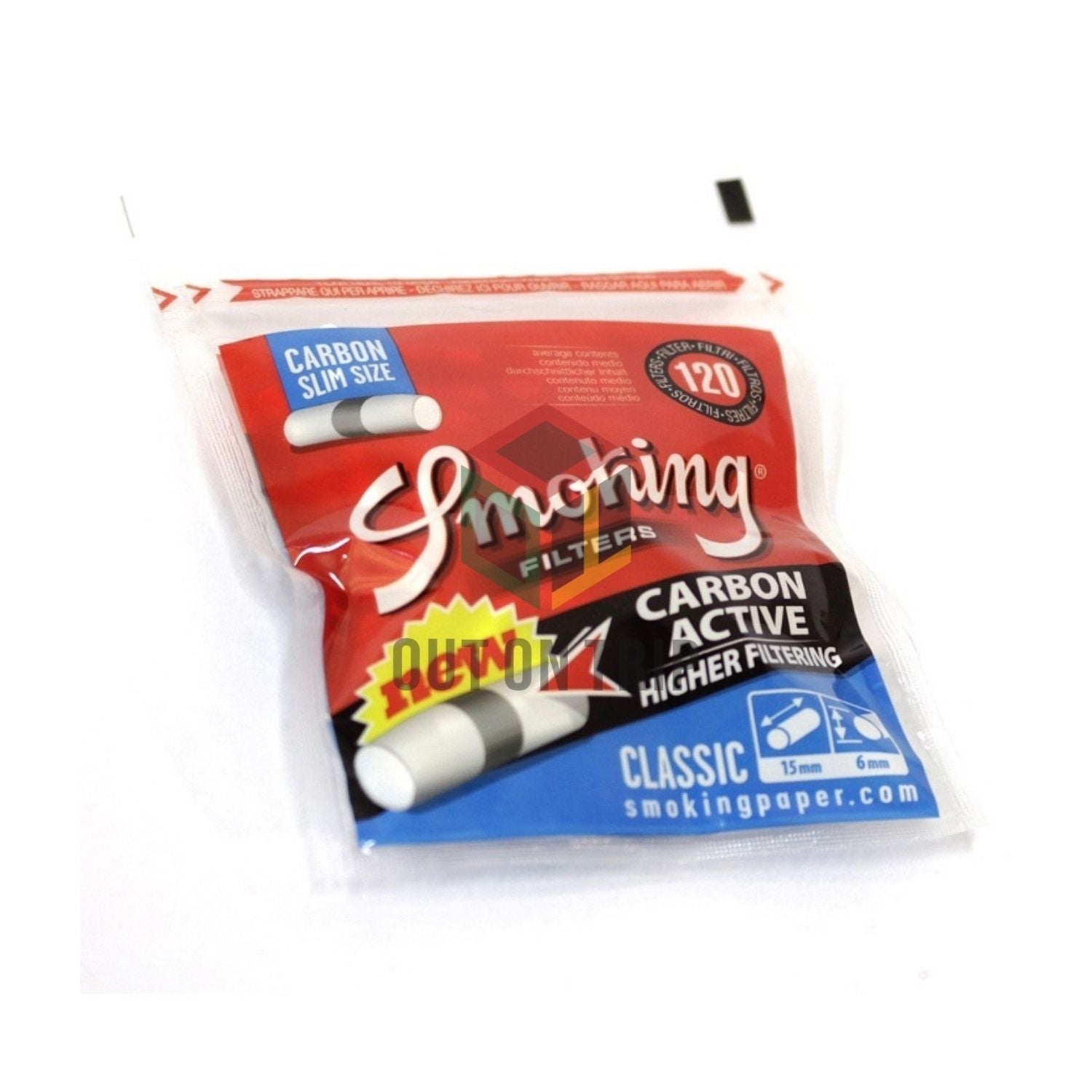 SMOKING Carbon Active Slim Size Cotton Filter - 120 Tips