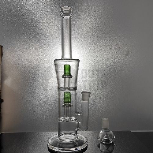 14 INCH GLASS Assorted Colors CAN BONG WITH DOUBLE UFO PERCOLATORS