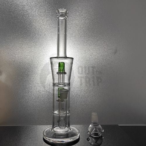14 INCH GLASS Assorted Colors CAN BONG WITH DOUBLE UFO PERCOLATORS