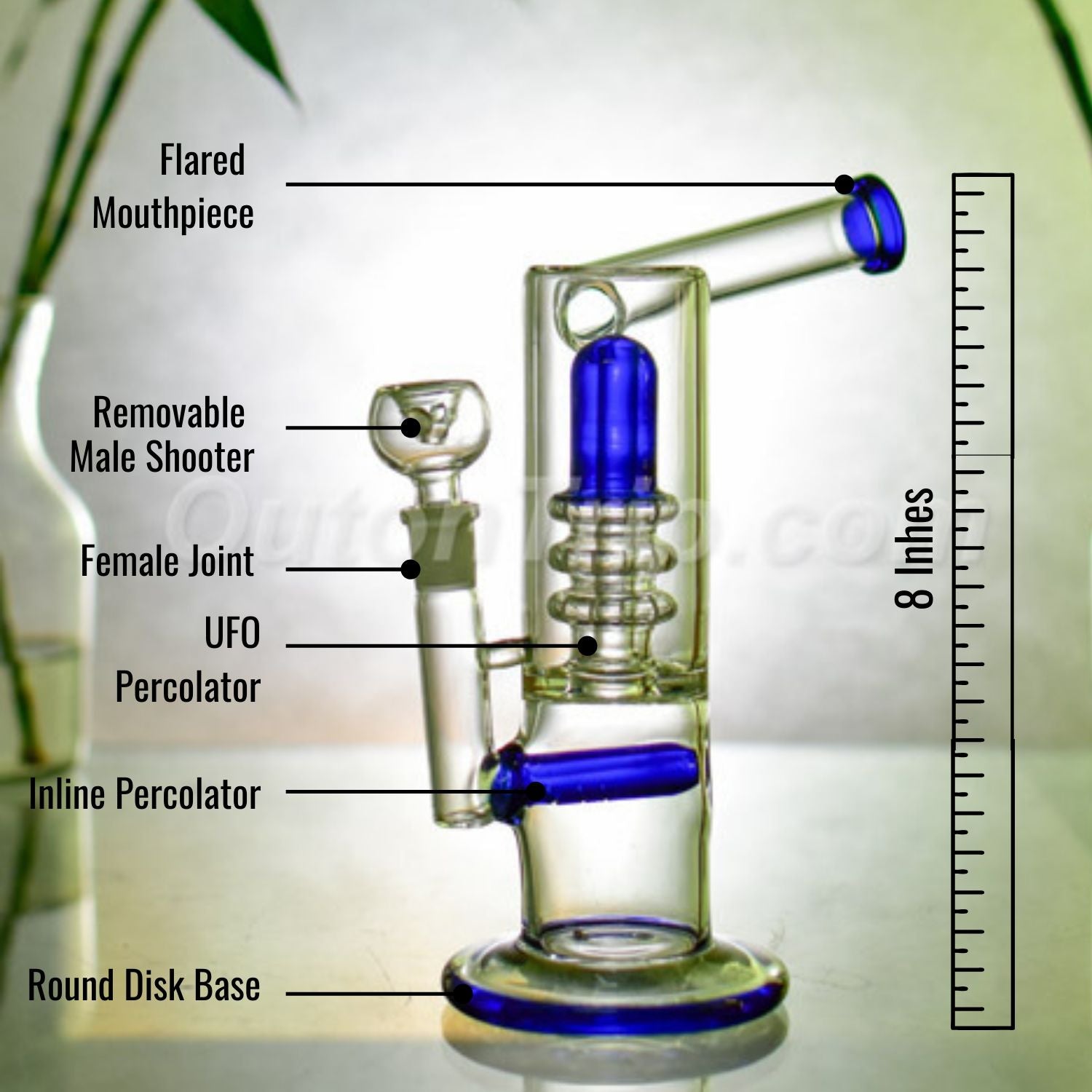 8 Inch Assorted Colors Upright Bubbler with UFO and Inline Percolator (Discontinued)