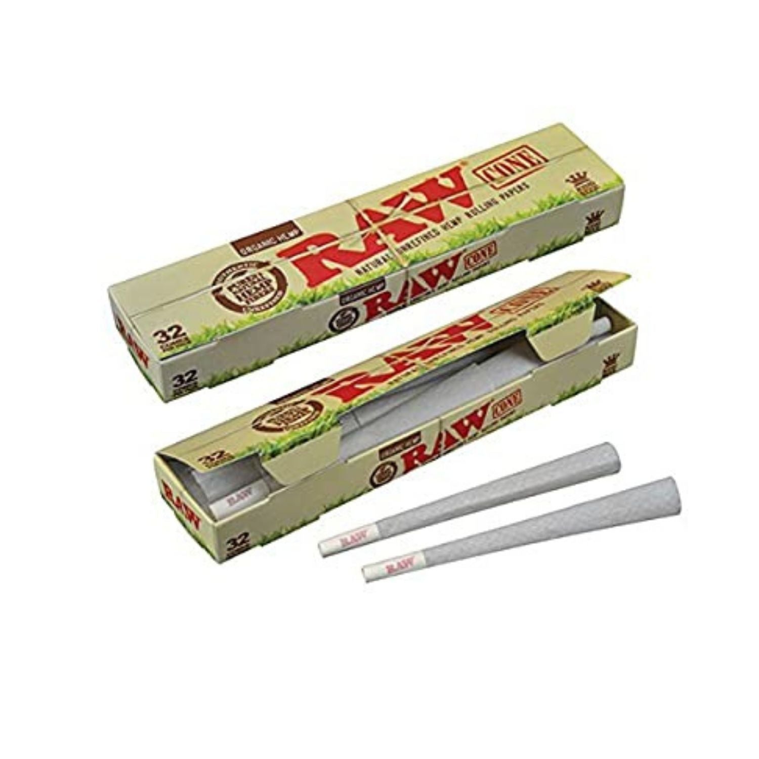 RAW Organic Prerolled Cones King Size - 32 Cones