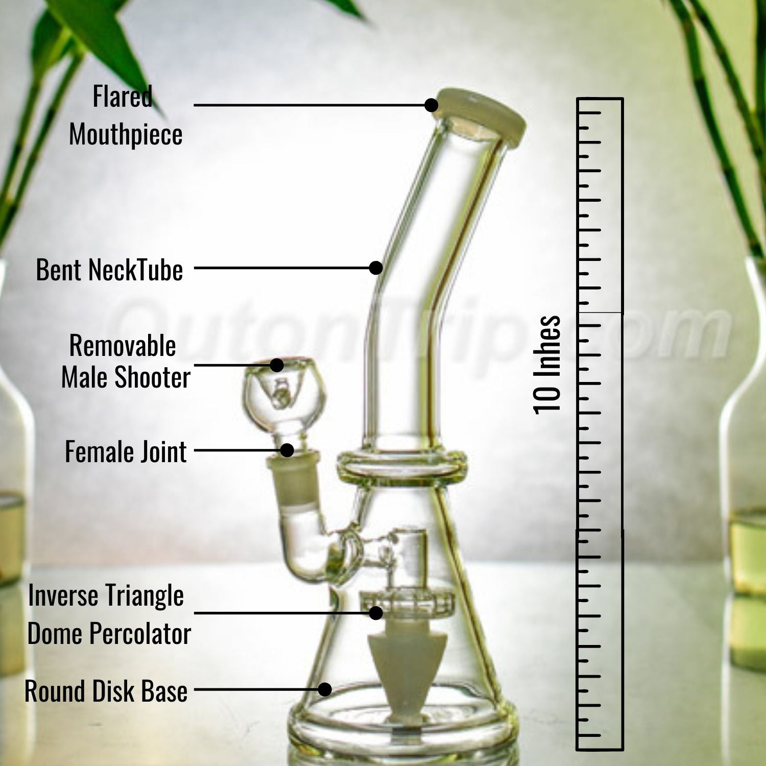 Triangle Assorted Colors Dome Showehead Percolator Bong. (Discontinued)