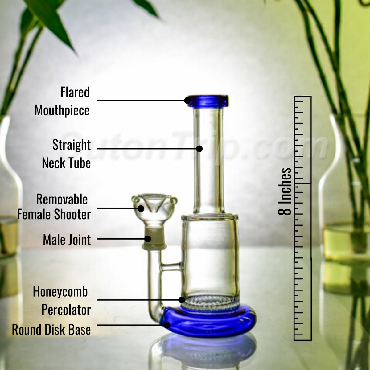 8 Inch Can Assorted Colors Bong with Honeycomb Percolator (Discontinued)
