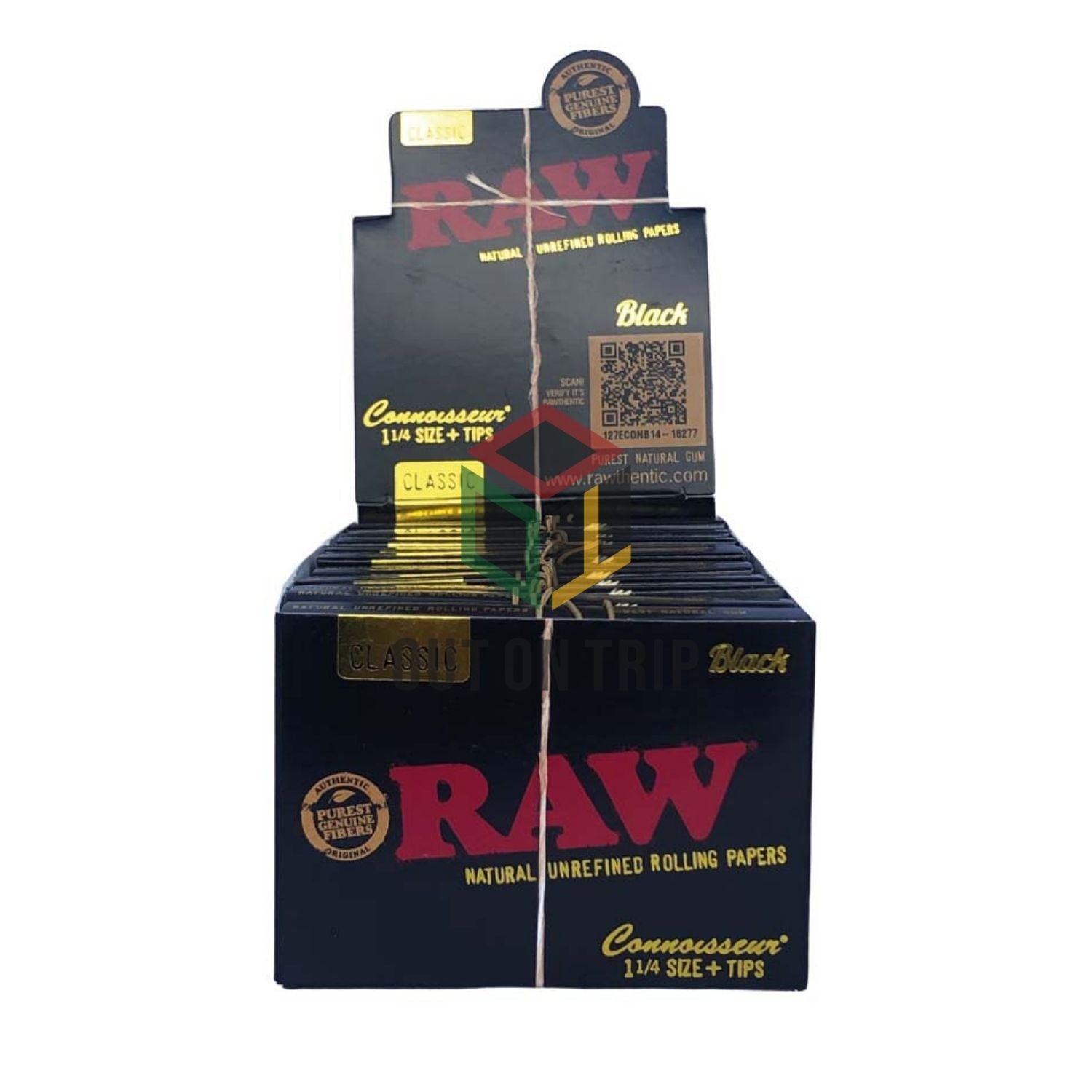 RAW Black Connoisseur 1 1/4 - Rolling Paper with Tips