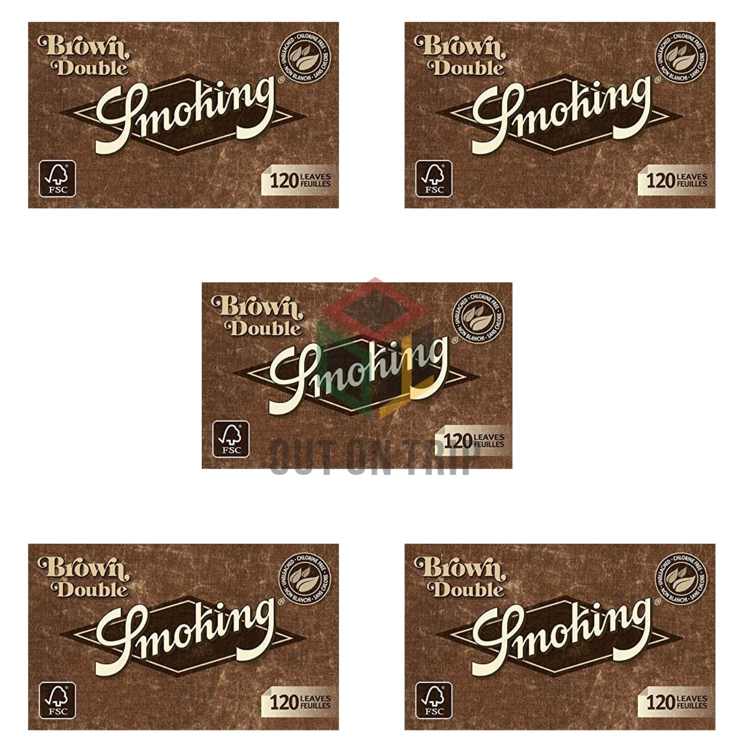 SMOKING Brown Double Unbleached Regular Size - 120 Leaves