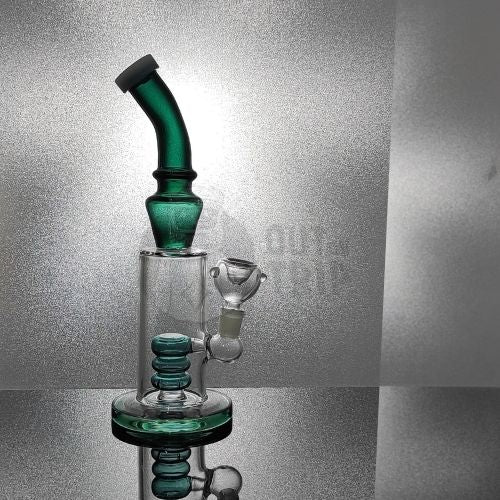 10 Inch Bent Neck Assorted Colors Bong with Slit Percolator