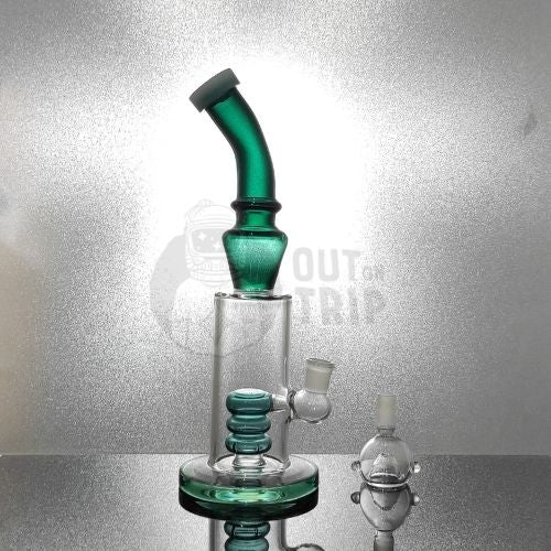 10 Inch Bent Neck  Assorted Colors Bong with Slit Percolator