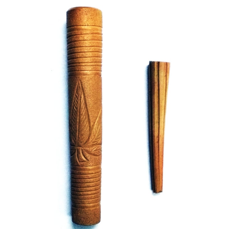 Handmade 6 Inch Brown Leaf Art Clay Chillum