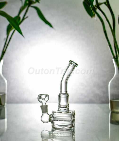 8 Inch Bent Neck Assorted Colors Bong with Inline Percolator