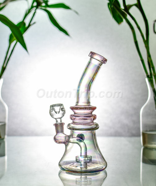 10 Inch Bent Neck Assorted Colors Bong with Slit Disc Percolator