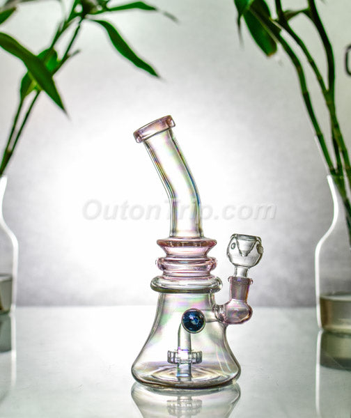 10 Inch Bent Neck Assorted Colors Bong with Slit Disc Percolator