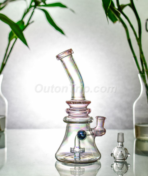 10 Inch Bent Neck Assorted Colors Bong with Slit Disc Percolator