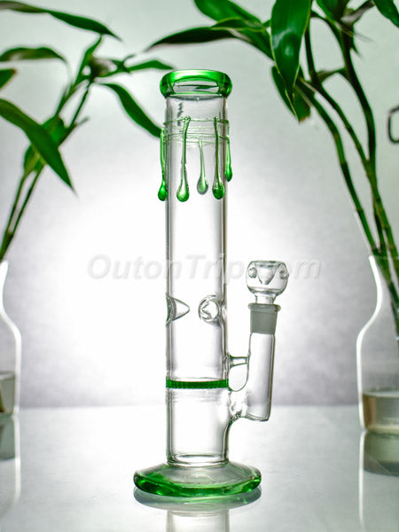 14 Inch Straight Tube Assorted Colors Bong with Ice Catcher and Honeycomb Percolator (Discontinued)