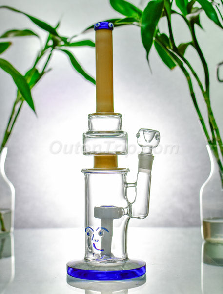 14 Double Crushed Percolator Water Pipe - Oil Rig -SmokeDay