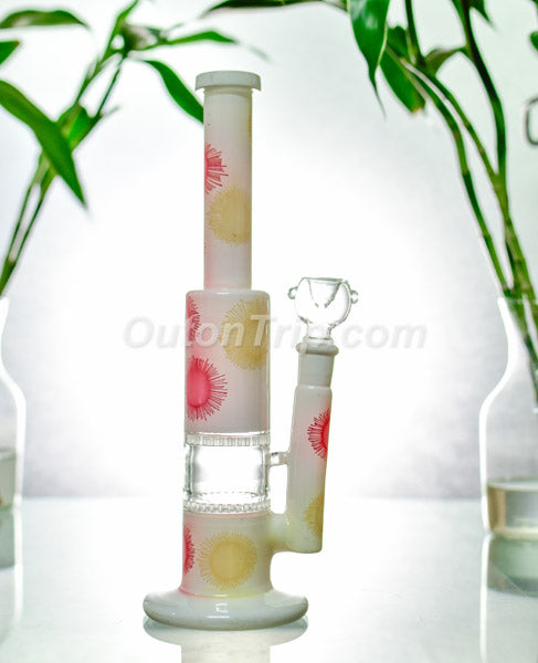 12 Inch Straight Tube Designer Assorted Colors Bong with Double Honeycomb Percolator (Discontinued)