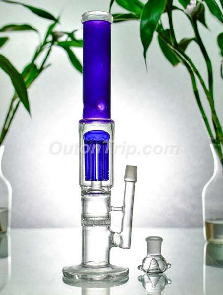 14 Inch Straight Can Assorted Colors Bong with Tree and Honeycomb Percolator (Discontinued)