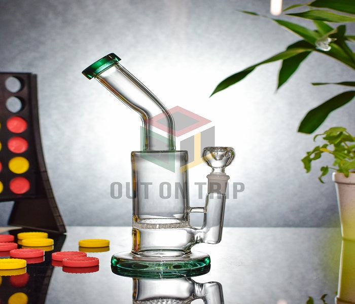 8 Inch Bent Neck Assorted Colors Bong with Honeycomb Percolator