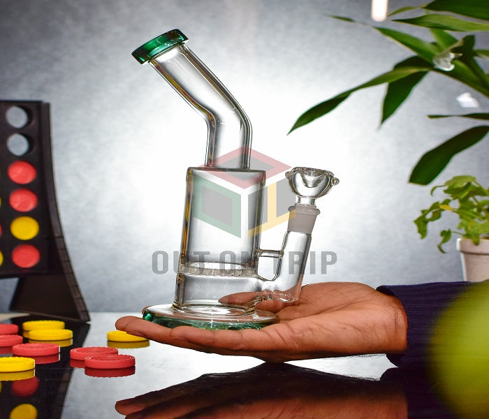 8 Inch Bent Neck Assorted Colors Bong with Honeycomb Percolator