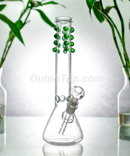 12 Inch Assorted Colors Spherical Dot Glass Bong with Ice Catcher