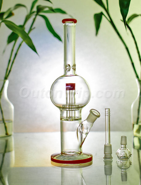 14 Inch Straight Tube Bulb Assorted Colors Bong with UFO Percolator (Discontinued)