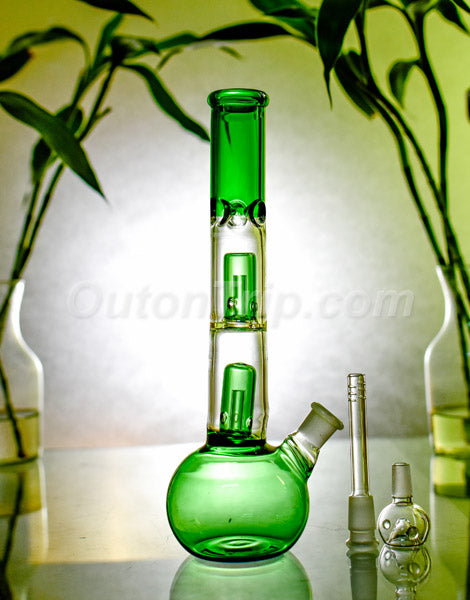 12 Inch Straight Tube Bulb Assorted Colors Bong with Double UFO Percolator (Discontinued)