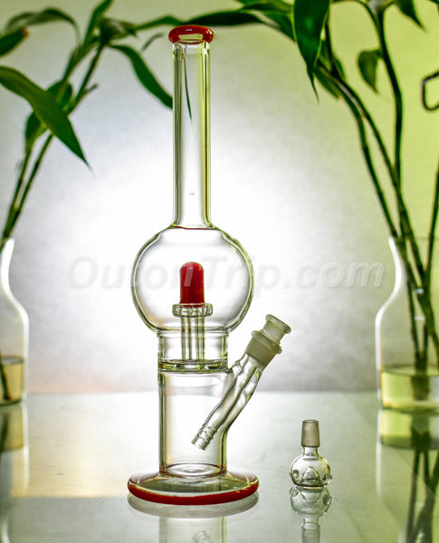 14 Inch Straight Tube Bulb Assorted Colors Bong with UFO Percolator (Discontinued)