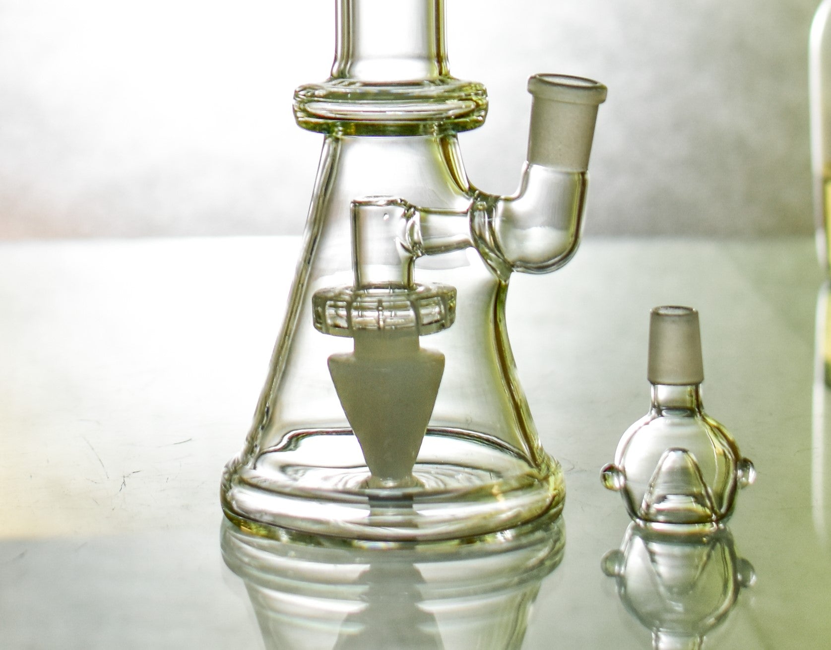 Triangle Assorted Colors Dome Showehead Percolator Bong. (Discontinued)