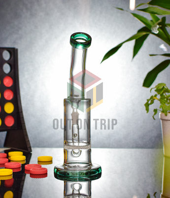 10 Inch Bent Neck Glass Assorted Colors Bong with Honeycomb Percolator