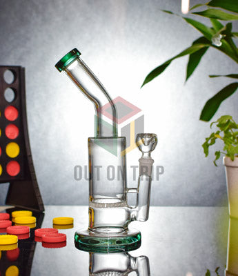 10 Inch Bent Neck Glass Assorted Colors Bong with Honeycomb Percolator