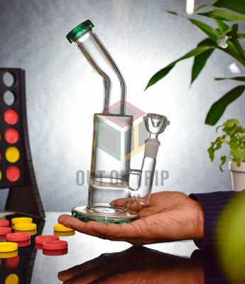10 Inch Bent Neck Glass Assorted Colors Bong with Honeycomb Percolator