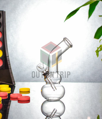 8 Inch Double Bulb Mini Assorted Colors Glass Bong (Discontinued)