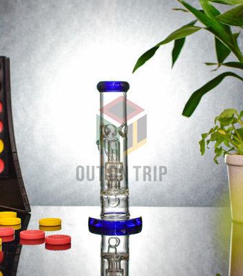 8 Inch Straight Tube Assorted Colors Bong with UFO Percolator (Discontinued)