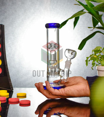 8 Inch Straight Tube Assorted Colors Bong with UFO Percolator (Discontinued)