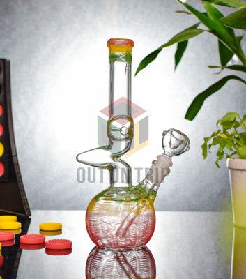 10 Inch Bulbous Glass Bong with Ice Catcher & Flared Mouthpiece