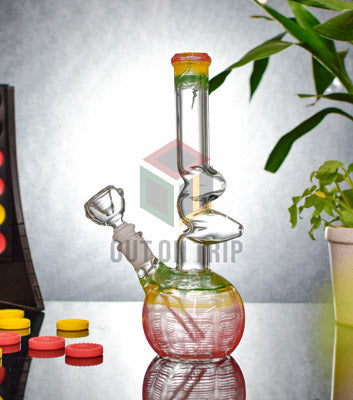 10 Inch Bulbous Glass Bong with Ice Catcher & Flared Mouthpiece