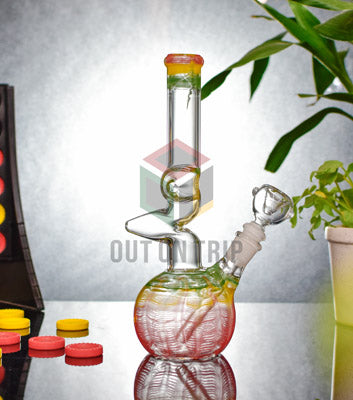 10 Inch Bulbous Glass Bong with Ice Catcher & Flared Mouthpiece